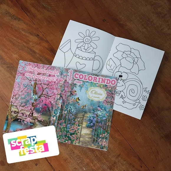 Revista Colorir + Giz de Cera Jardim Encantado Aquarela