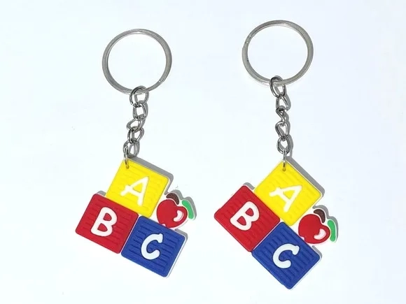 Chaveiro Abc Escolar Emborrachado Pacote com 6 Unidades