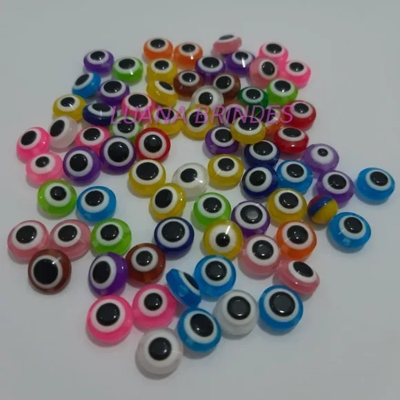 Olho Grego Colorido de Acrílico 10mm Pct 50 Unidades