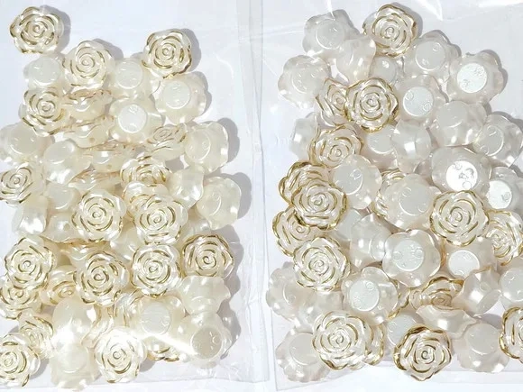 Rosa com Dourado Furo Passante 14mm Pacote com 50 Unidades