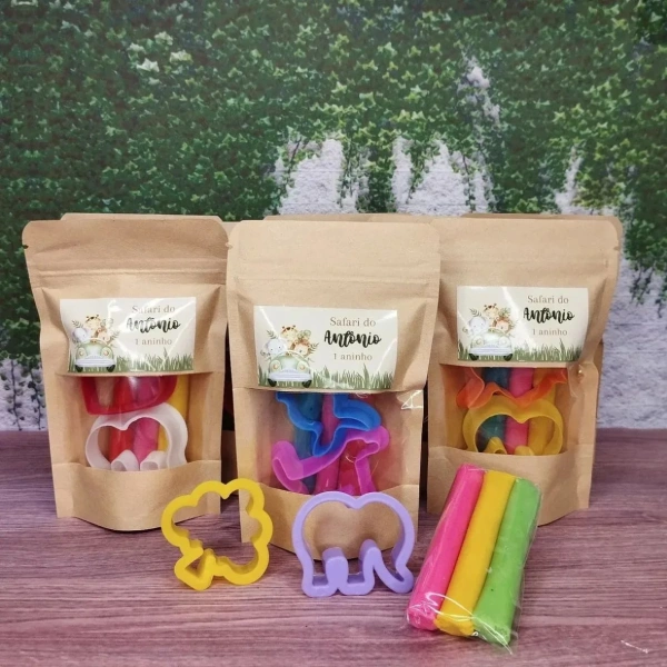 40 Unidades Kit Massinha Zip Lock - Safári - Trabalhamos com qualquer tema - Informar tema no chat