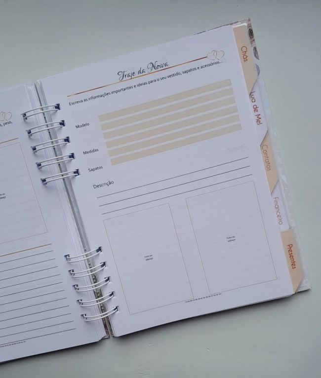 Planner da Noiva Personalizado Permanente c/ Divis - Mod 01
