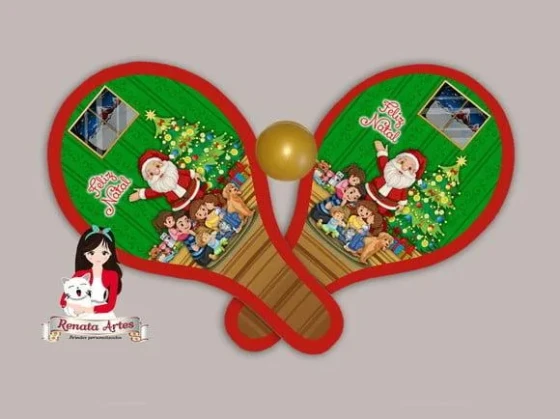 Raquetes de Ping Pong Personalizada Tema Natal 2025