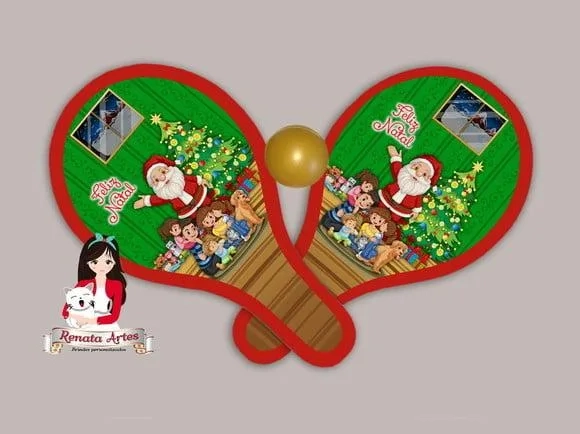 Raquetes de Ping Pong Personalizada Tema Natal 2025