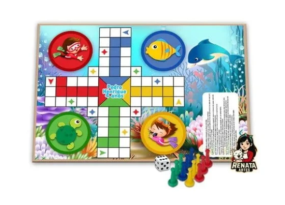 Jogo de Ludo Personalizado Fundo do Mar