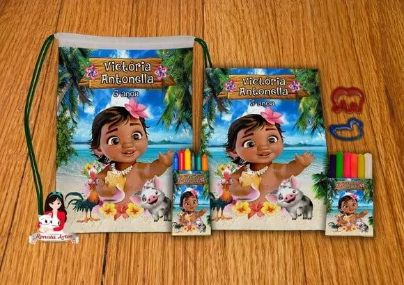 Kit Passatempo Personalizado na Mochila Moana Baby