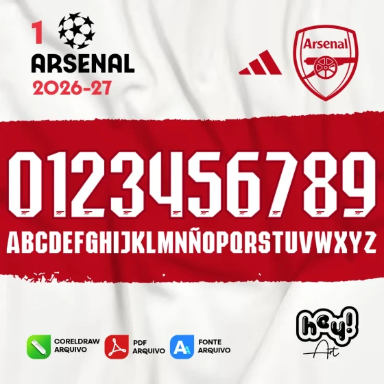 Fonte Vetor Arsenal 2026/27 Home