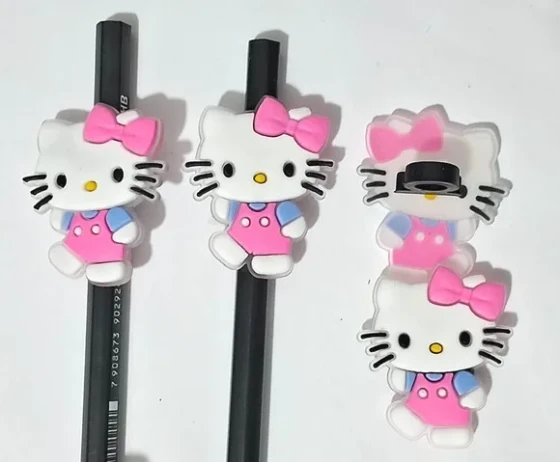 Lápis com Ponteira Hello Kitty e Melody Emborrachado 6 Peças