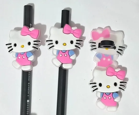 Lápis com Ponteira Hello Kitty e Melody Emborrachado 6 Peças
