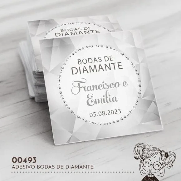 Adesivo Quadrado Bodas de Diamante - 00493