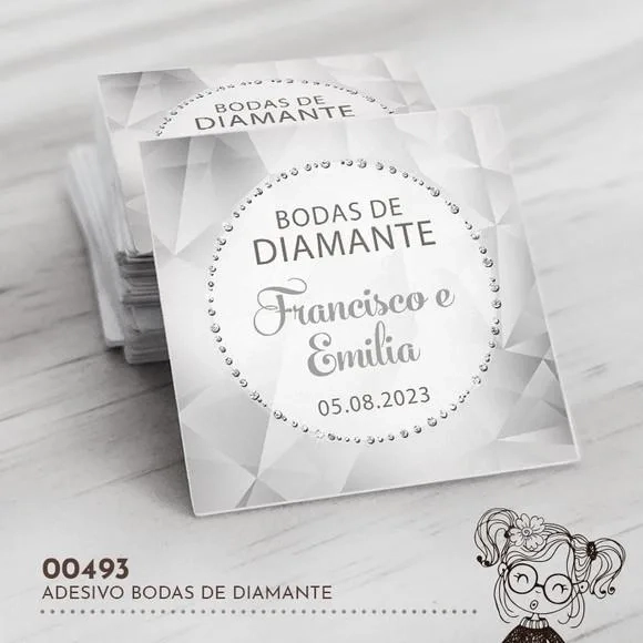 Adesivo Quadrado Bodas de Diamante - 00493
