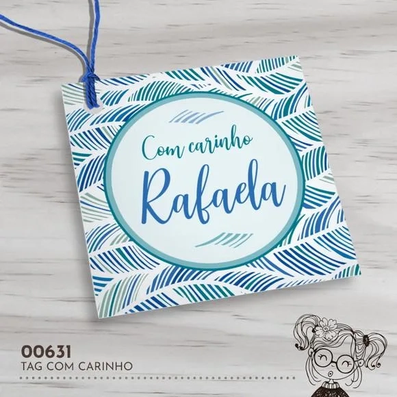 Tag Quadrada com Carinho - 00631