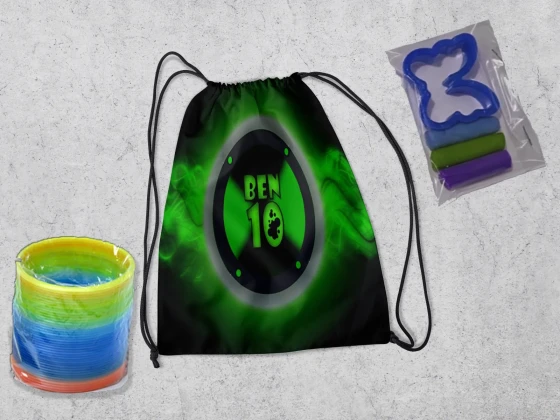 Kit Mochilinha + Mini Massinha de modelar e mola Maluca Ben 10