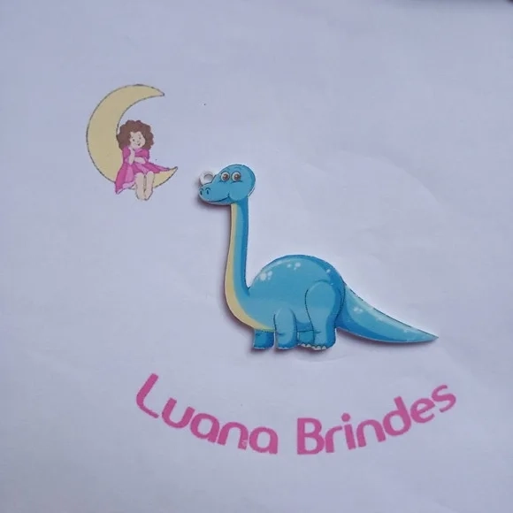 Pingente Dinossauro Azul Acrilico U.V. 4cm Pct 4 Unidades