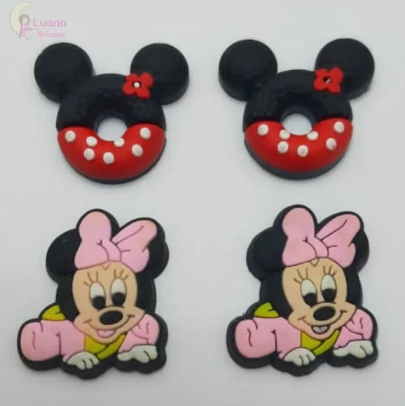 Aplique Minnie Baby e Rosquinha Minnie borracha-pct c/6 unid