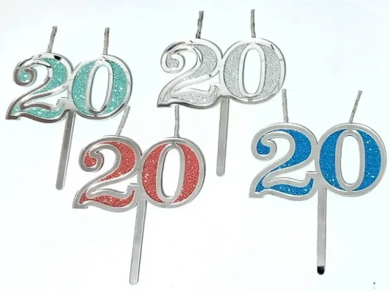 Velas 20 Anos Prata Acrílico Pavio Magico - 1 Peça