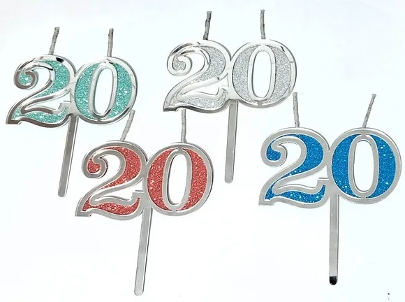 Velas 20 Anos Prata Acrílico Pavio Magico - 1 Peça