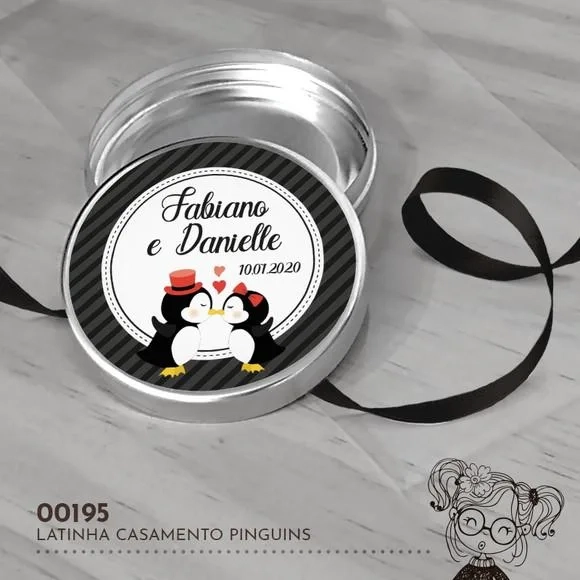 Latinha Adesivada Pinguins - 00195
