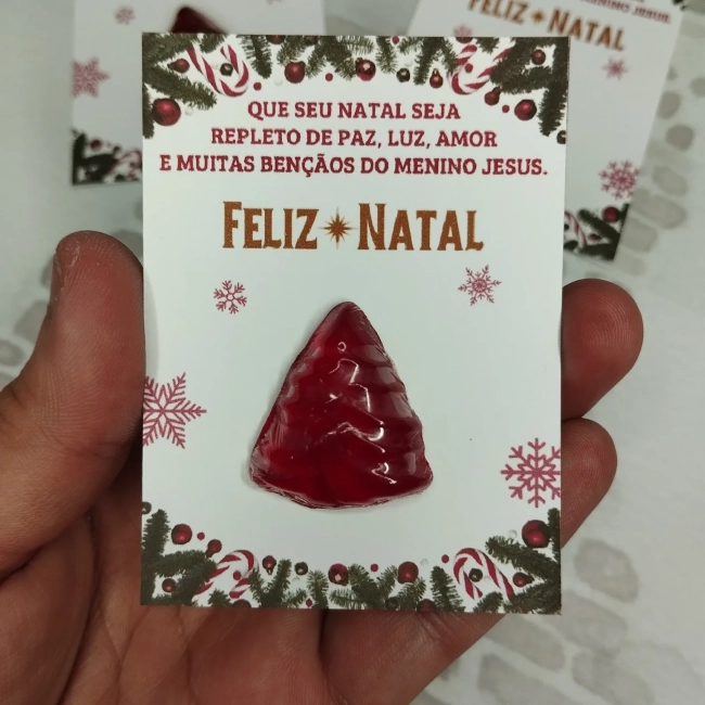50 unidades Mini Sabonete Árvore - Pinheiro de Natal no Card - Mimo de Natal (vermelho)