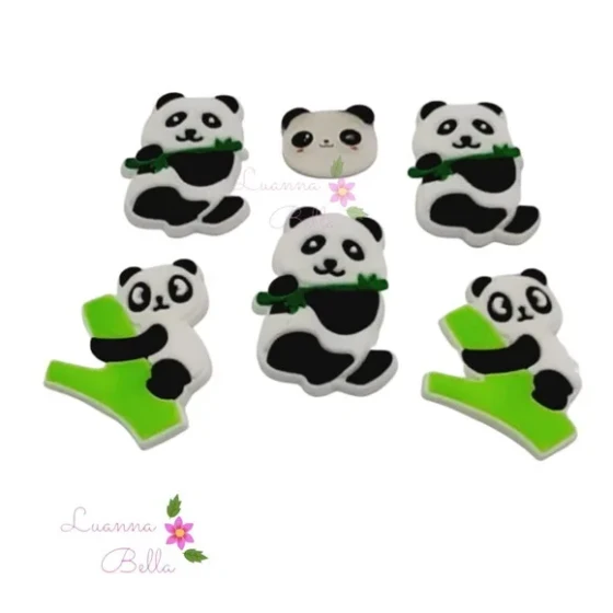 Apliques Emborrachados Pandas- pacts c/6 unds