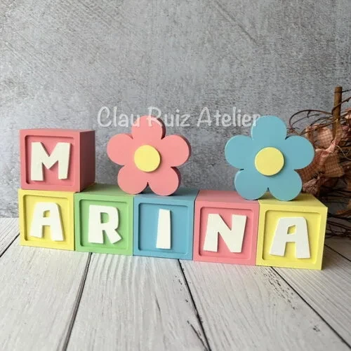 Flores Dupla de Cubos 6x6cm Candy Ts Decoração Bebê