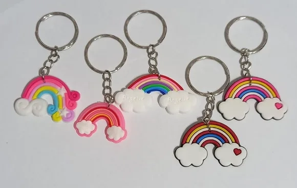 Chaveiros Arco Iris Variados de Borracha - Pacote com 6 Unid