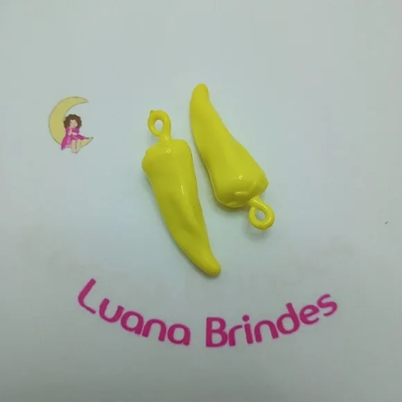 Pimenta Pingente Amarela de Acrilico 5cm 10 Unidades