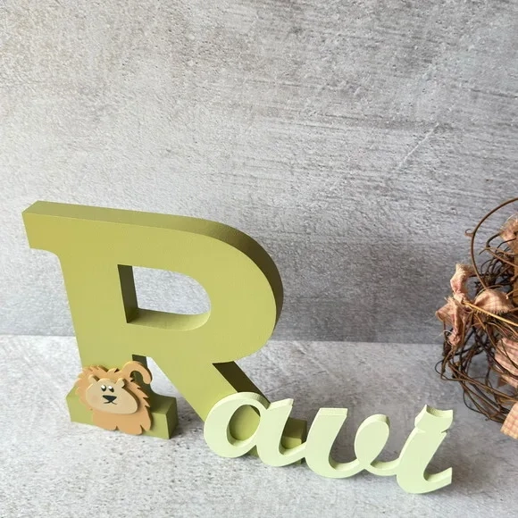 Nome em MDF Personalizado para Quarto de Bebê Letras Decorativas Infantis - Tema Safari