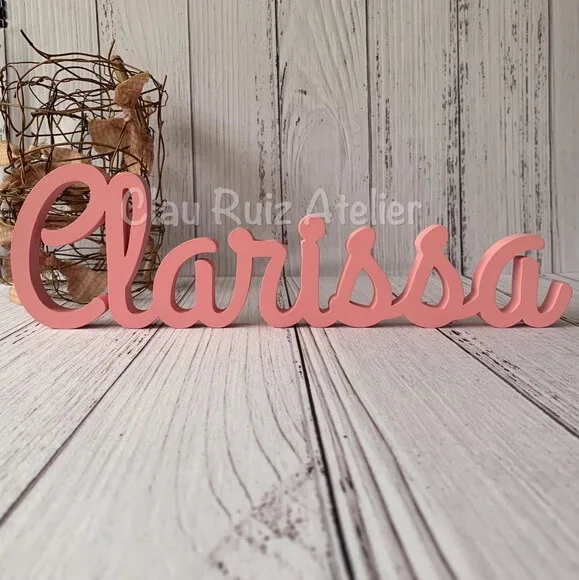 Decoração de Quarto Infantil - Letra Cursiva -nome em mdf
