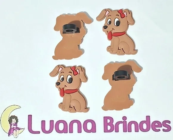 Ponteira para Lápis Cachorrinha Marrom Pacotes com 6 Peças