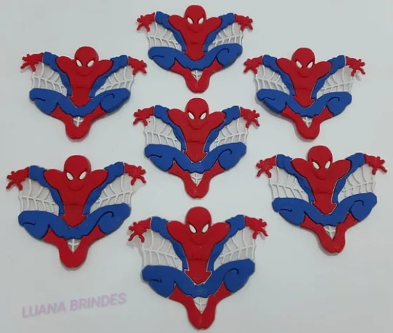Aplique Homem Aranha C/ Teia De Borracha - Pct C/ 5 Unidades