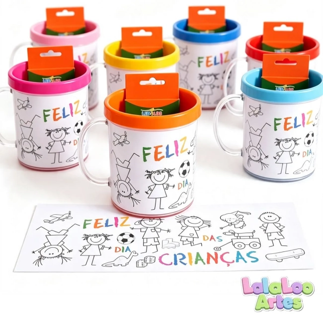 Caneca para Colorir Dia das Crianças
