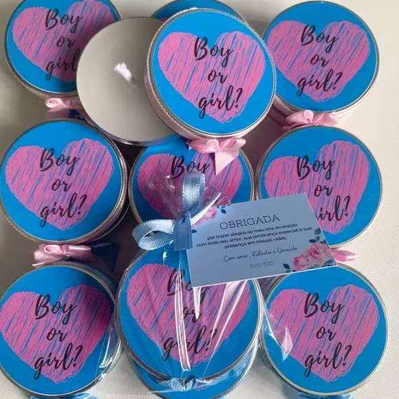 Lembrancinha Chá Revelação Vela Aromática