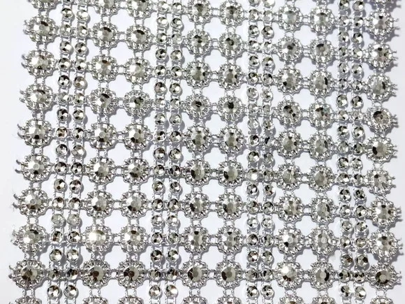 Manta de Meia Pérola 10mm Trabalhada Prata 11,5cm/1metro