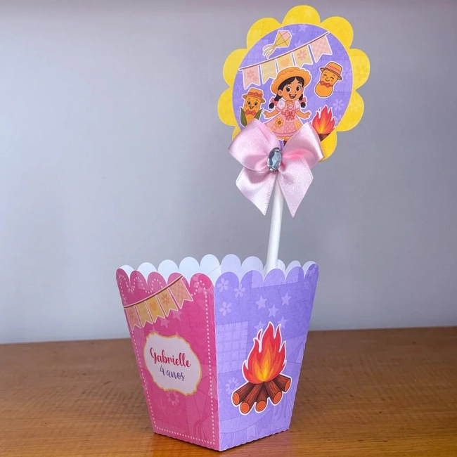 PEGUE E MONTE - Centro de Mesa FESTA JUNINA ROSA - Decoração de Festa | Lembrancinhas | Aniversário | Personalizados