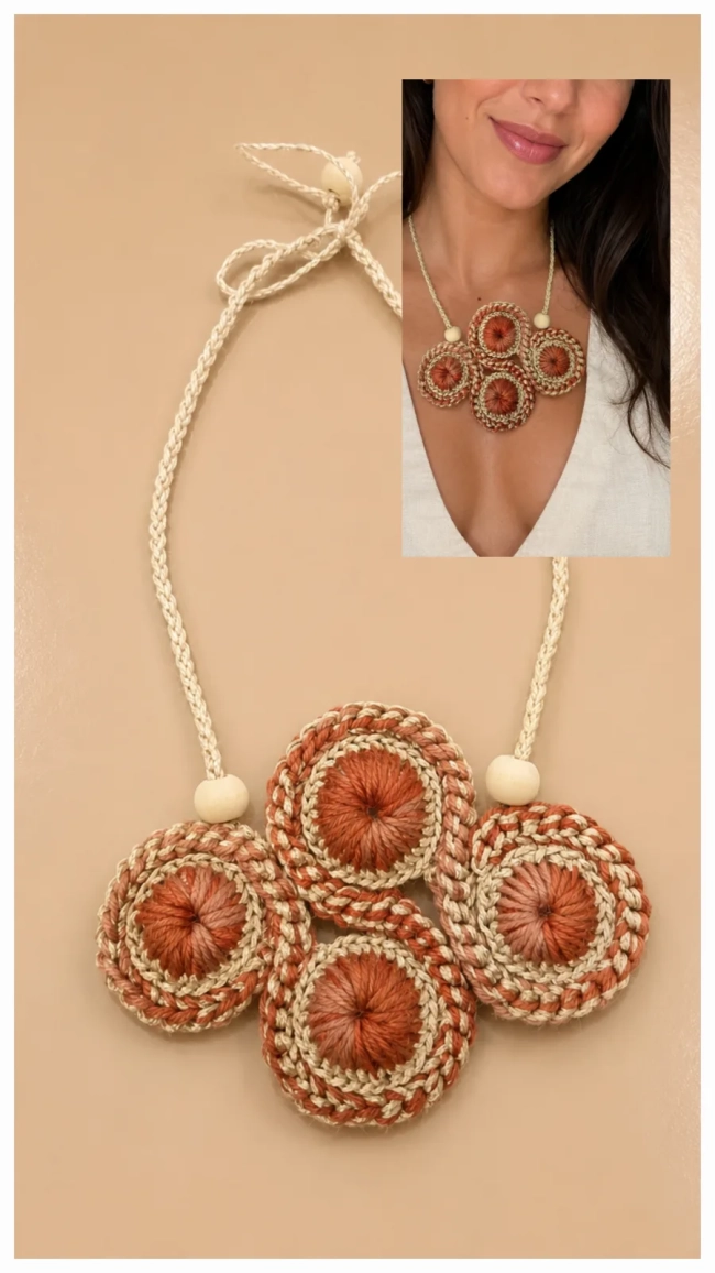 Colares artesanais em crochê - Modelo Arabesco