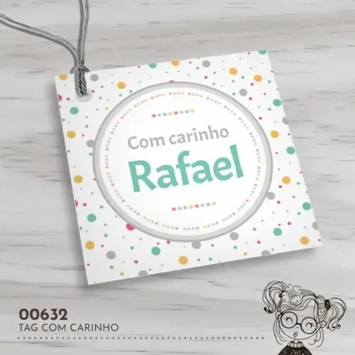 Tag Quadrada com Carinho - 00632