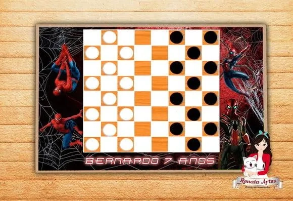 Jogo de Damas Personalizado Homem Aranha
