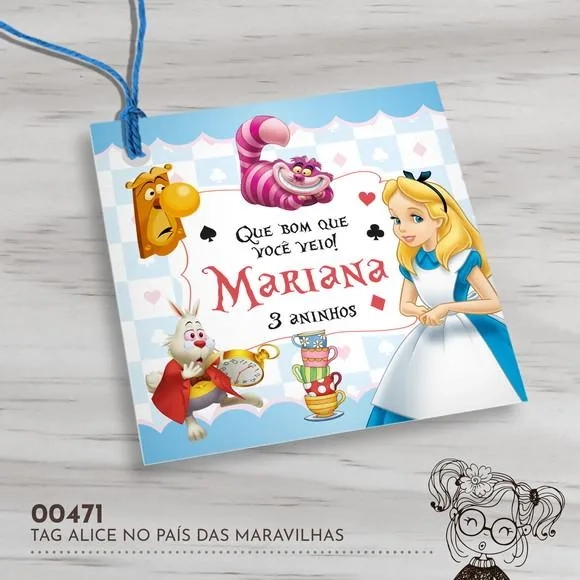 Tag Quadrada Alice no País das Maravilhas - 00471