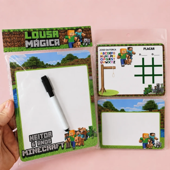 Lousa Magica Personalizada lembrancinhas Minecraft
