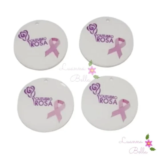 Medalha em U.V. Outubro Rosa - pcts c/4 unds