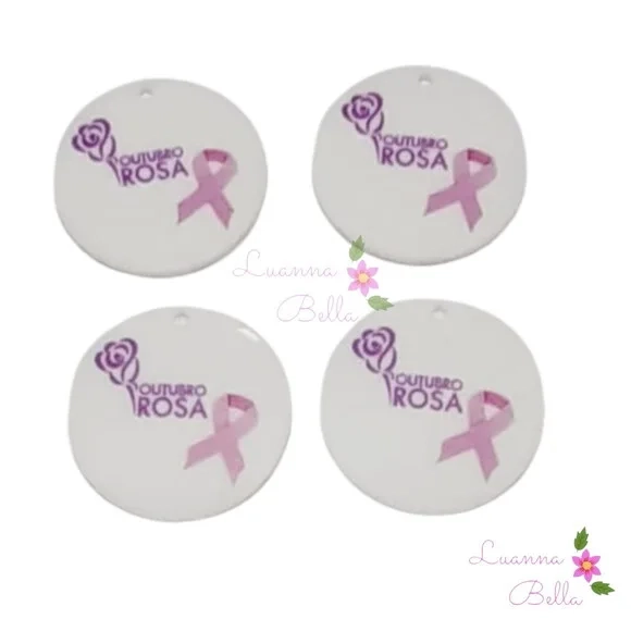 Medalha em U.V. Outubro Rosa - pcts c/4 unds