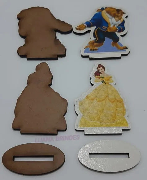 Kits Enfeites Bela e a Fera de MDF - pacotes com 2 kits