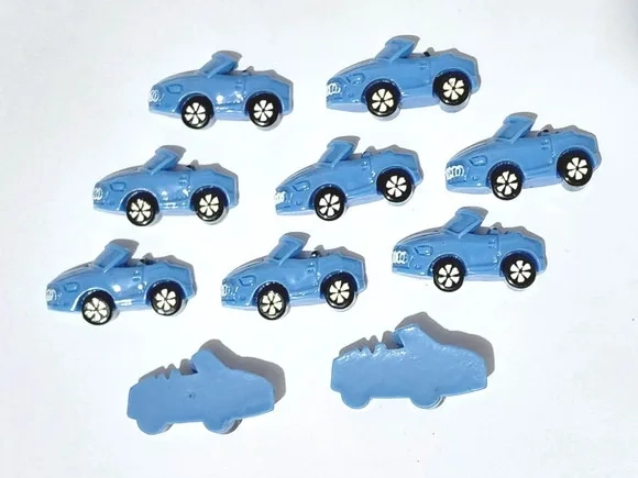 Aplique Carro Azul Miniatura Plástico Pacote com 10 Unidades