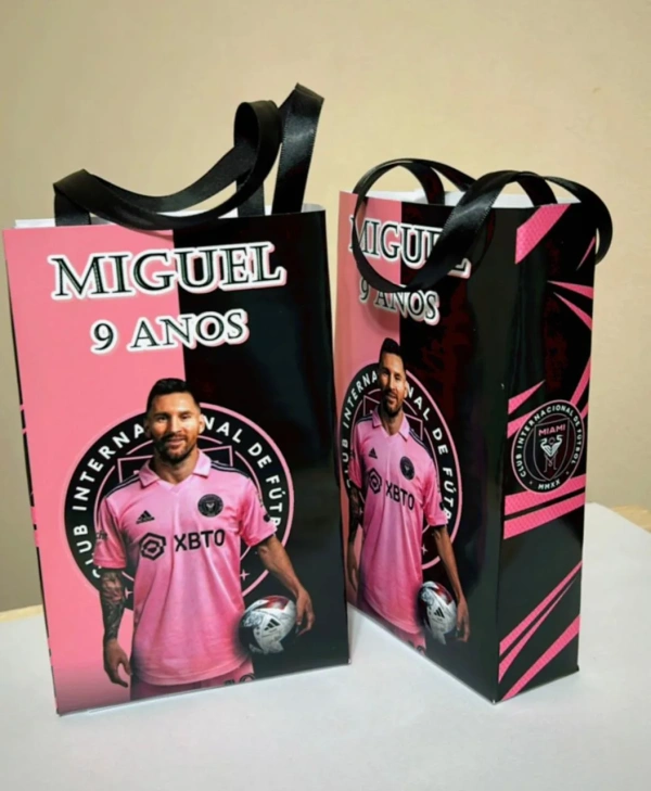 Sacolinhas Personalizada Inter Miami Messi Lembrancinhas Para Aniversário