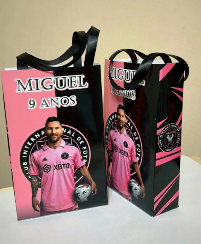 Sacolinhas Personalizada Inter Miami Messi Lembrancinhas Para Aniversário
