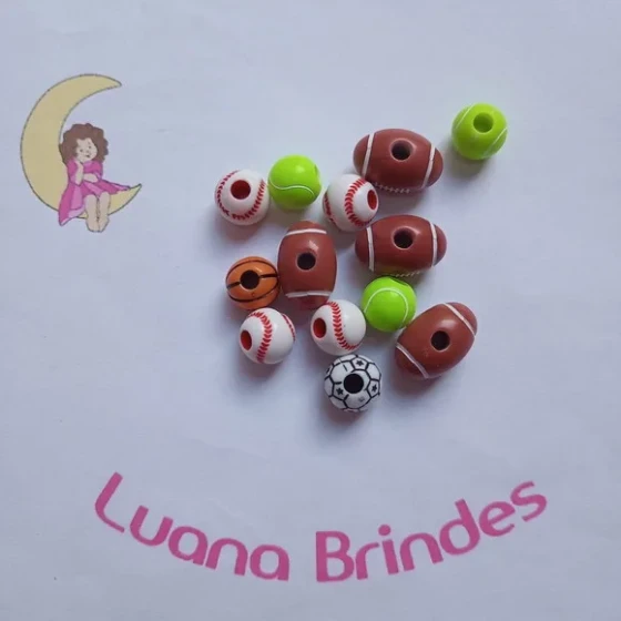 Bola de Esporte de Acrilico Variadas 12mm Pct 30 Unidades