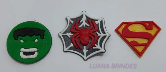 Aplique Mini Símbolos Variados Heróis de borracha-pct c/9 un