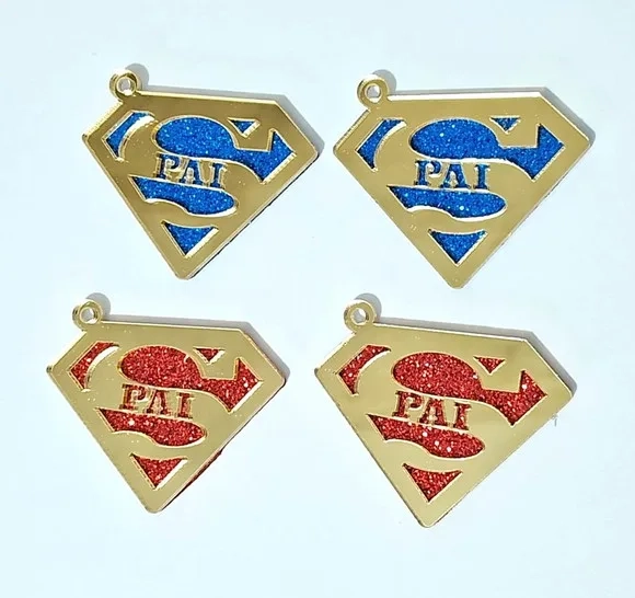 Pingente Superman Pai Acrilico Espelhado Pacotes C/10 Peças