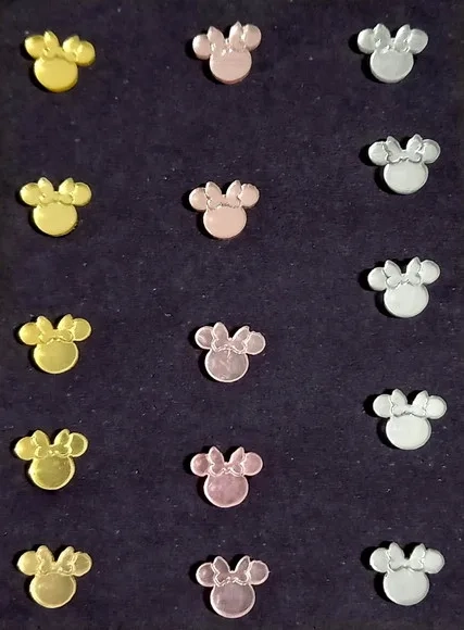 Mini Apliques Minnie Acrílico Espelhado - 2 Cartela